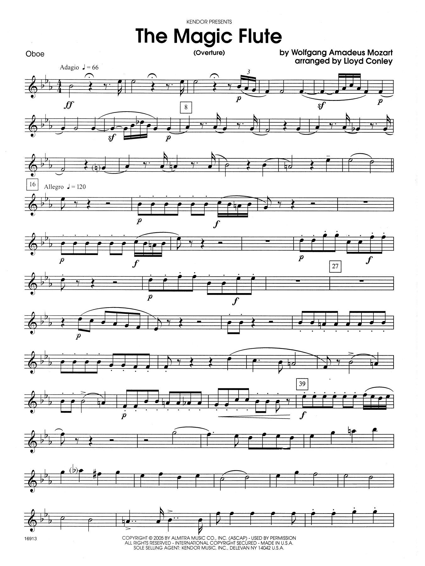 Lloyd Conley The Magic Flute (Overture) - Oboe sheet music notes and chords. Download Printable PDF.