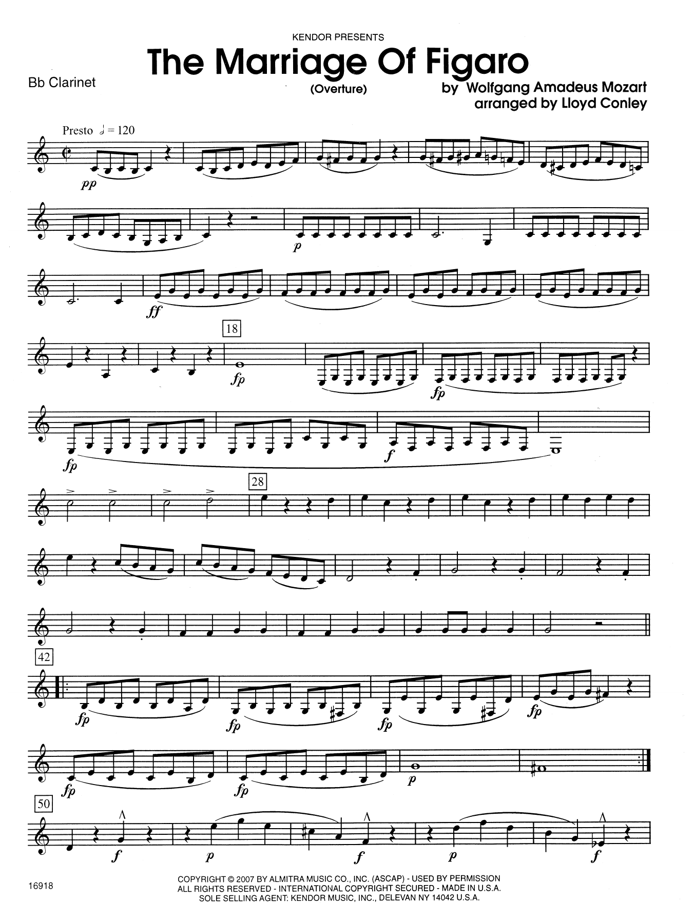 Lloyd Conley The Marriage Of Figaro (Overture) - Bb Clarinet sheet music notes and chords. Download Printable PDF.