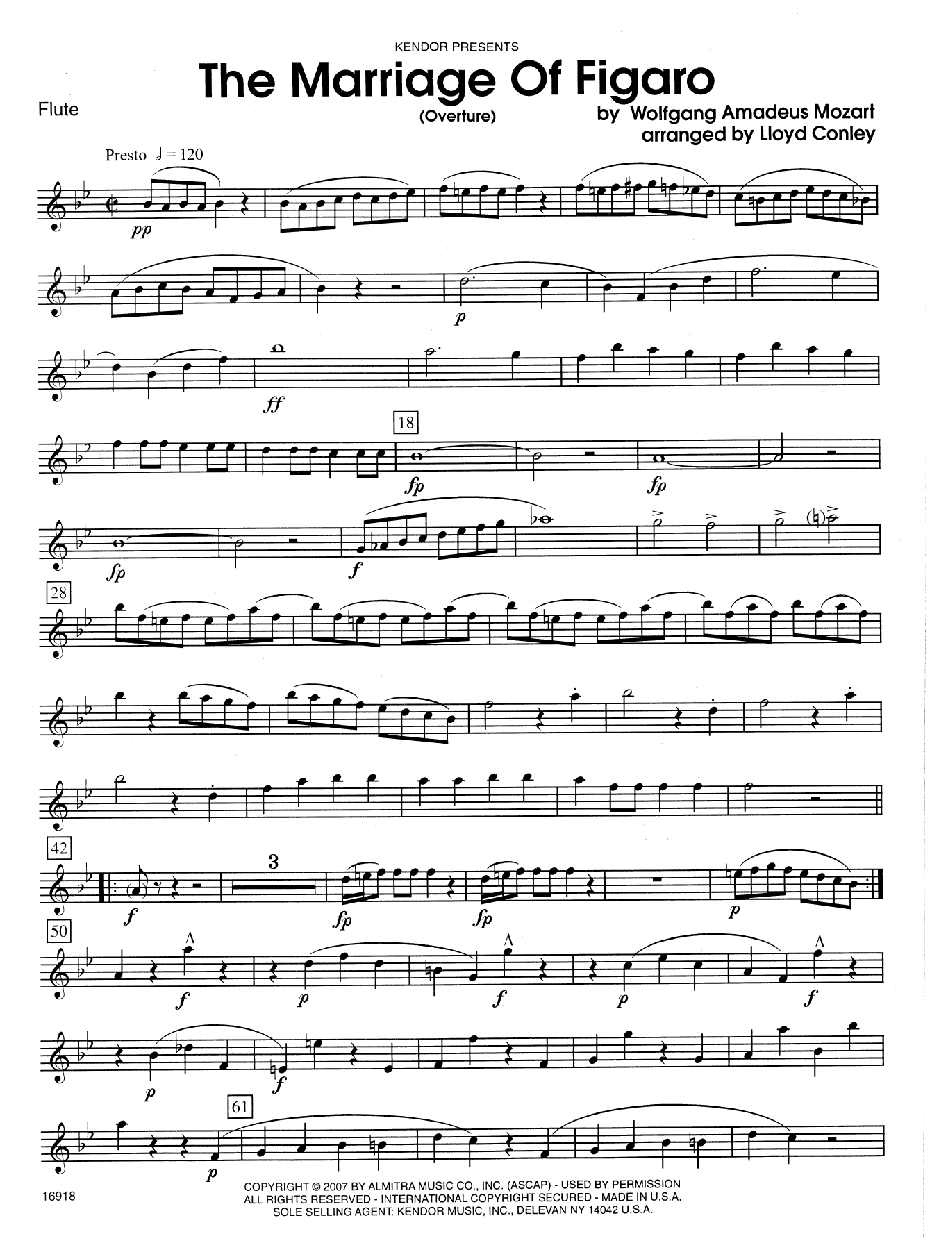 Lloyd Conley The Marriage Of Figaro (Overture) - Flute sheet music notes and chords. Download Printable PDF.