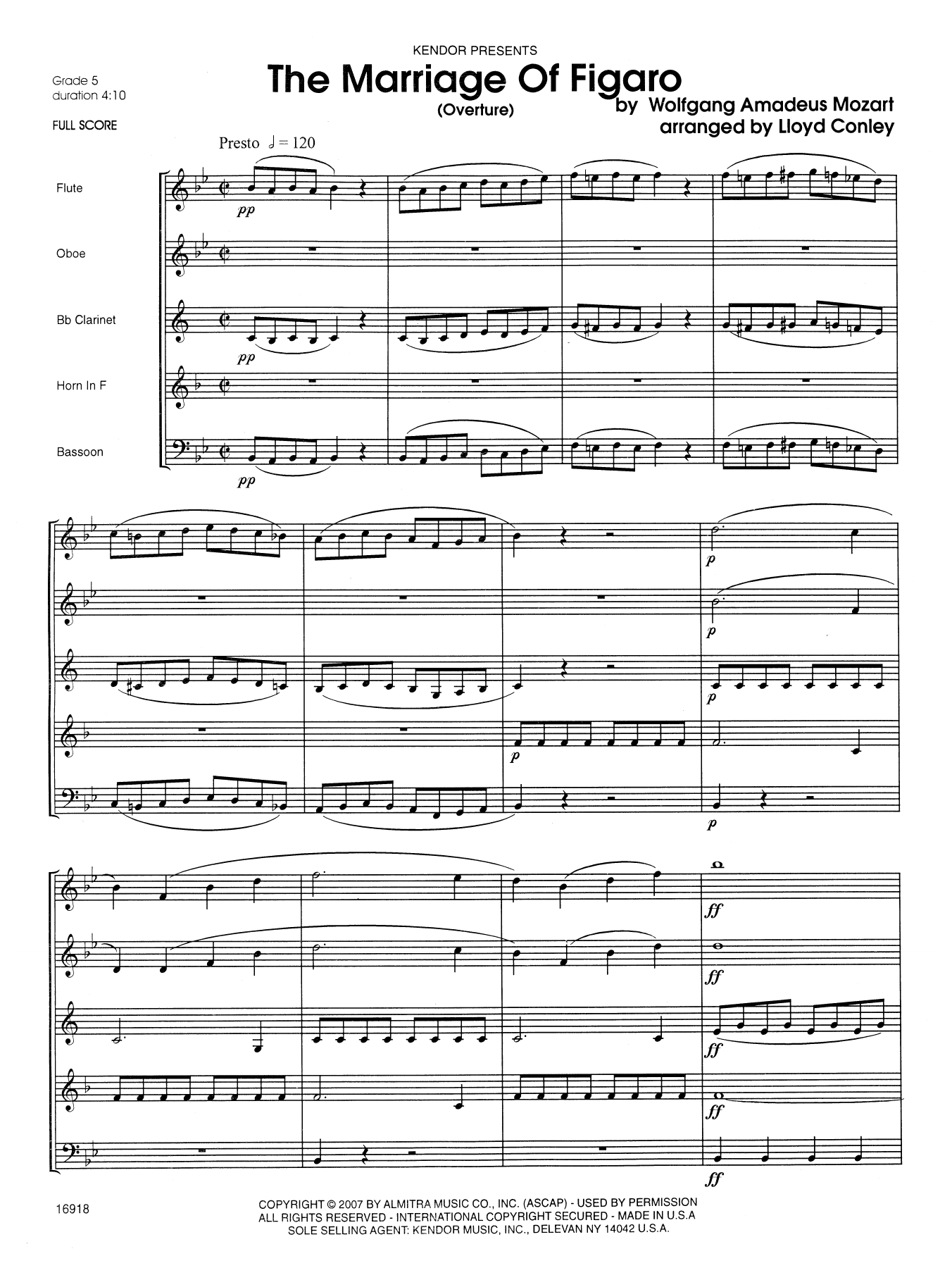 Lloyd Conley The Marriage Of Figaro (Overture) - Full Score sheet music notes and chords. Download Printable PDF.
