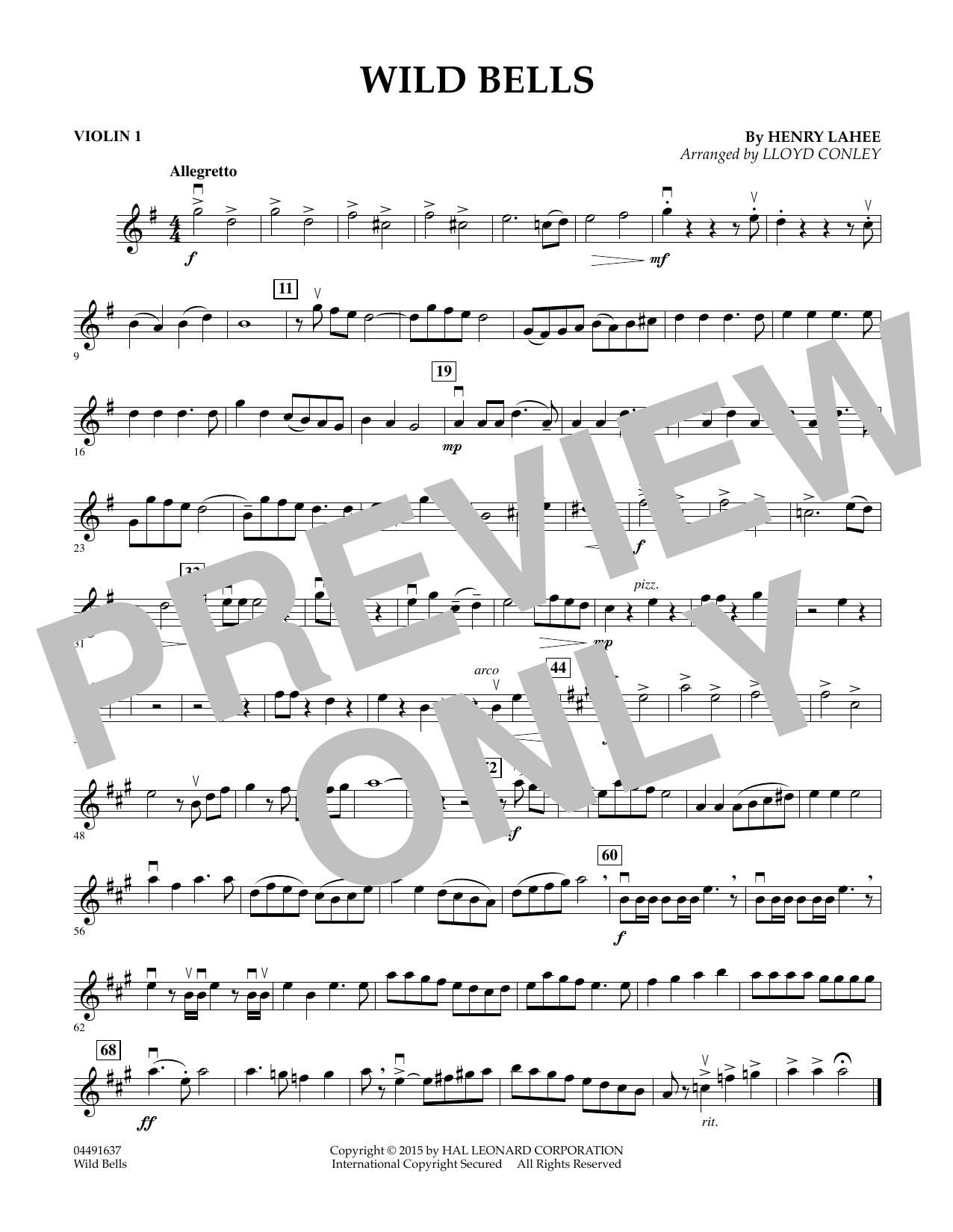 Lloyd Conley Wild Bells - Violin 1 sheet music notes and chords arranged for Orchestra