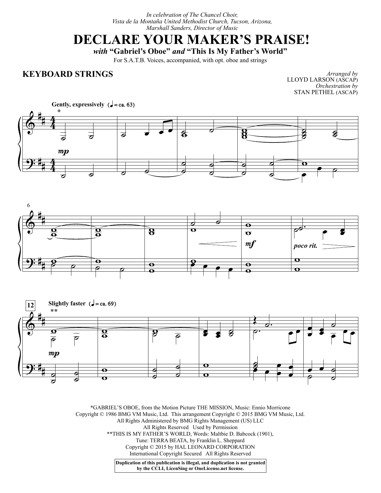 Lloyd Larson Declare Your Maker's Praise! - Keyboard String Reduction sheet music notes and chords. Download Printable PDF.