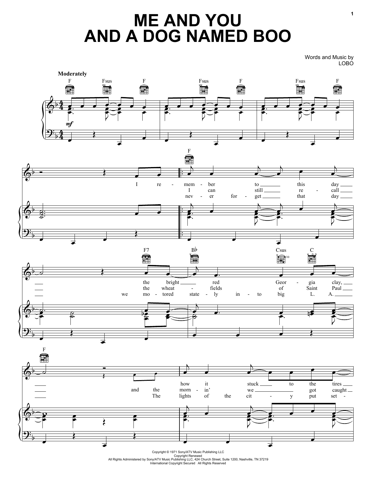 Lobo Me And You And A Dog Named Boo sheet music notes and chords arranged for Ukulele