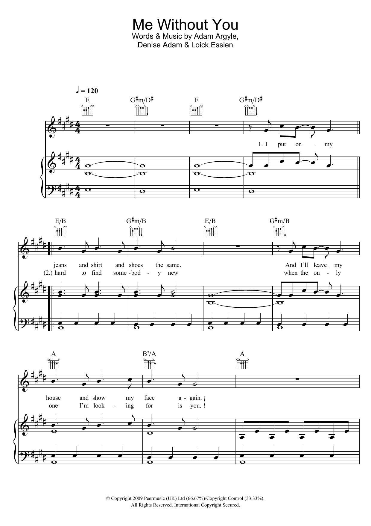 Loick Essien Car With No Wheels (Aka Me Without You) sheet music notes and chords arranged for Piano, Vocal & Guitar Chords