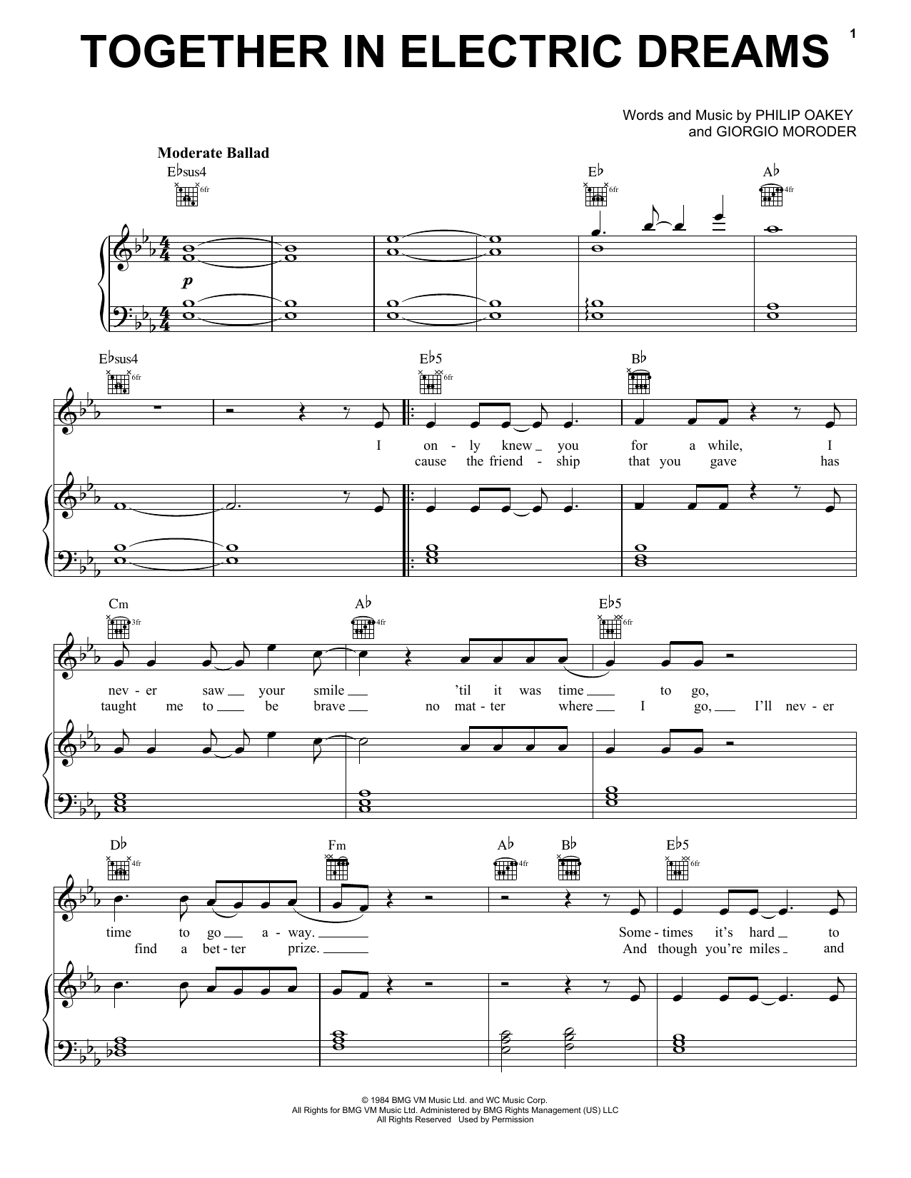 Lola Young Together In Electric Dreams (John Lewis 2021) sheet music notes and chords arranged for Piano, Vocal & Guitar Chords (Right-Hand Melody)