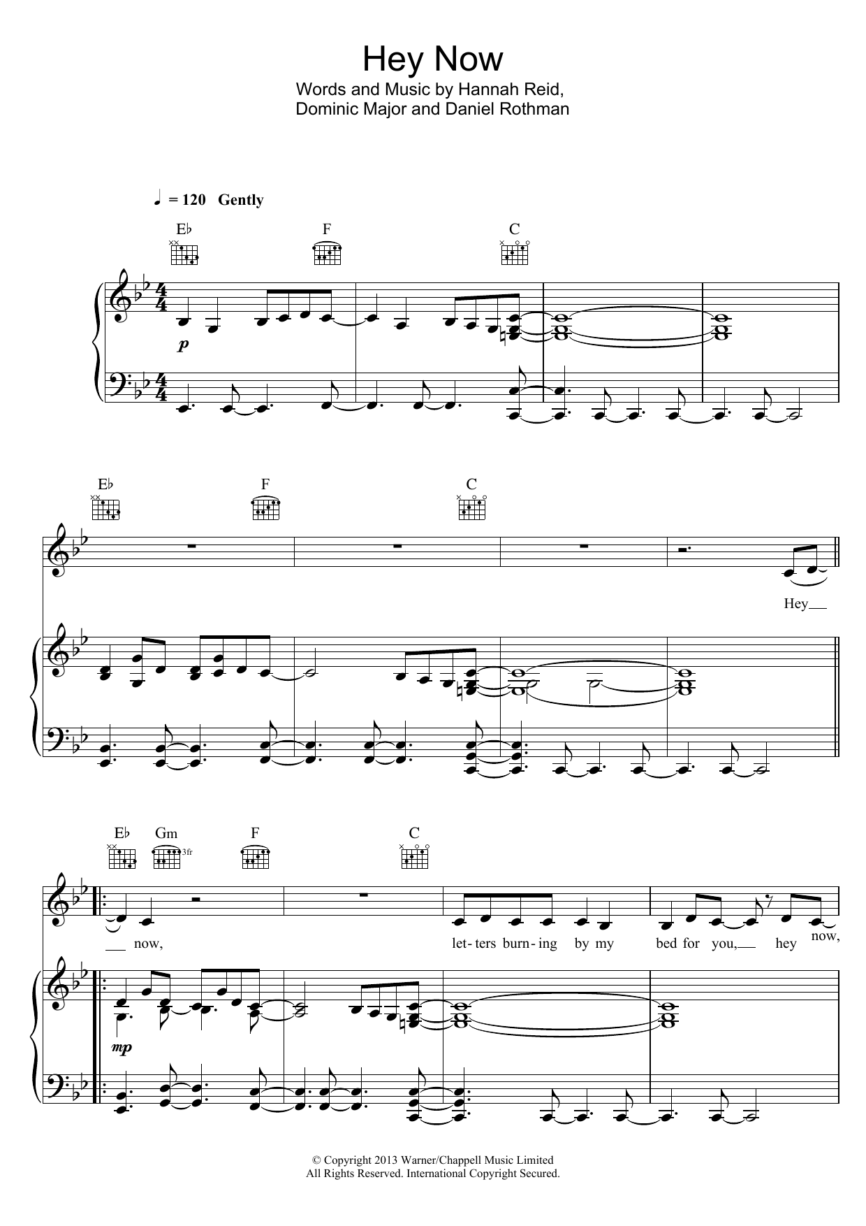 London Grammar Hey Now sheet music notes and chords arranged for Piano Solo