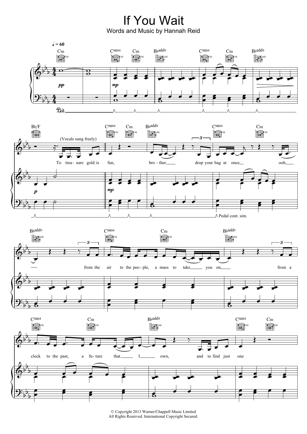 London Grammar If You Wait sheet music notes and chords arranged for Piano, Vocal & Guitar Chords (Right-Hand Melody)