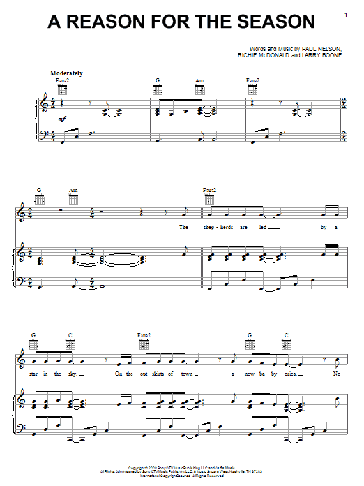 Lonestar A Reason For The Season sheet music notes and chords arranged for Piano, Vocal & Guitar Chords (Right-Hand Melody)
