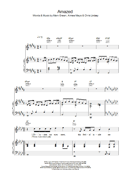 Lonestar Amazed sheet music notes and chords. Download Printable PDF.