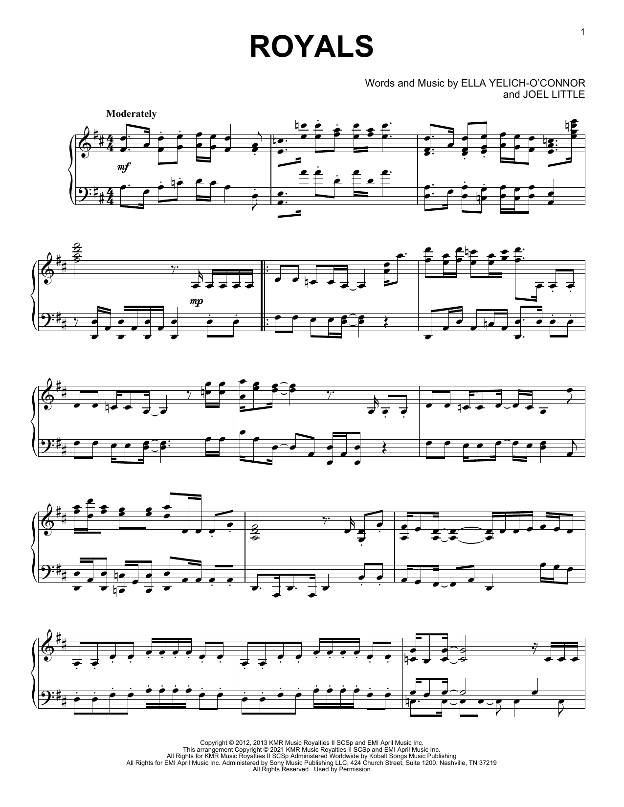 Lorde Royals [Classical version] sheet music notes and chords arranged for Piano Solo