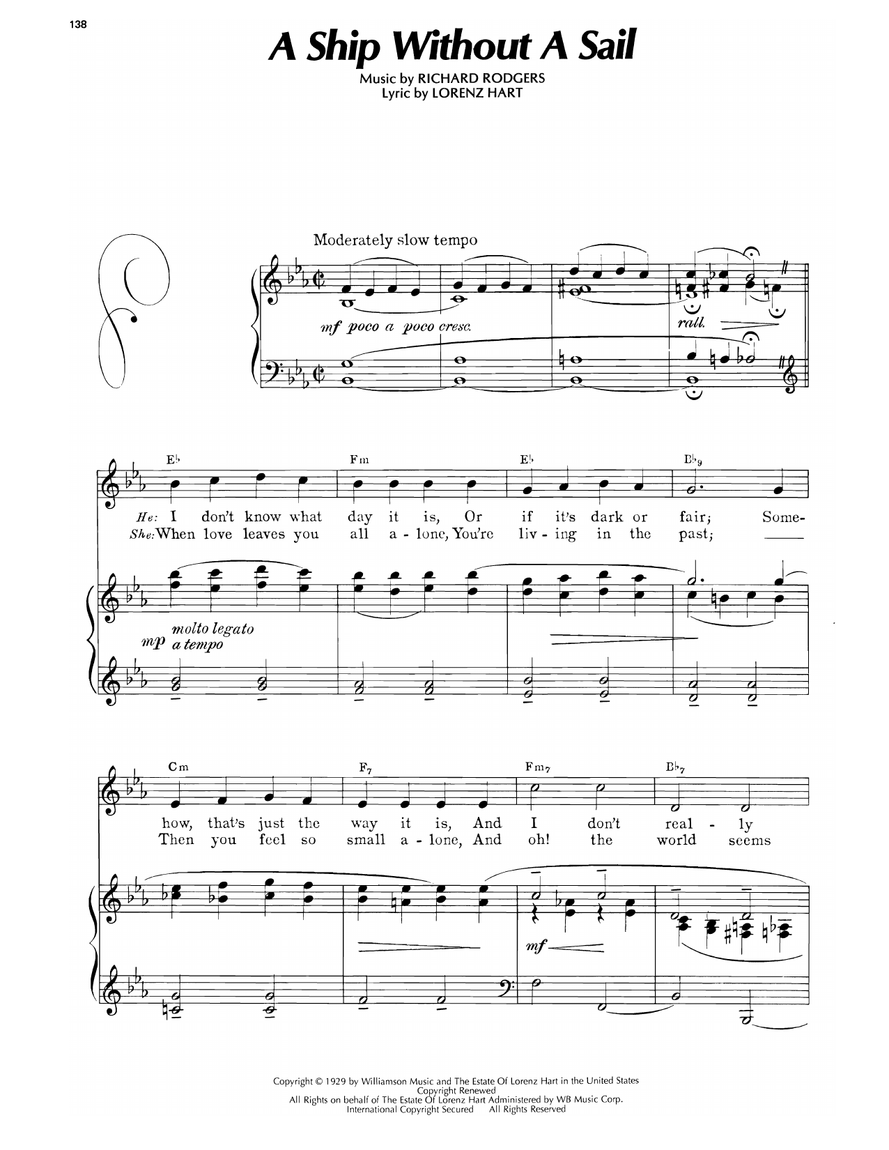 Lorenz Hart A Ship Without A Sail (from Heads Up!) sheet music notes and chords arranged for Piano, Vocal & Guitar Chords (Right-Hand Melody)