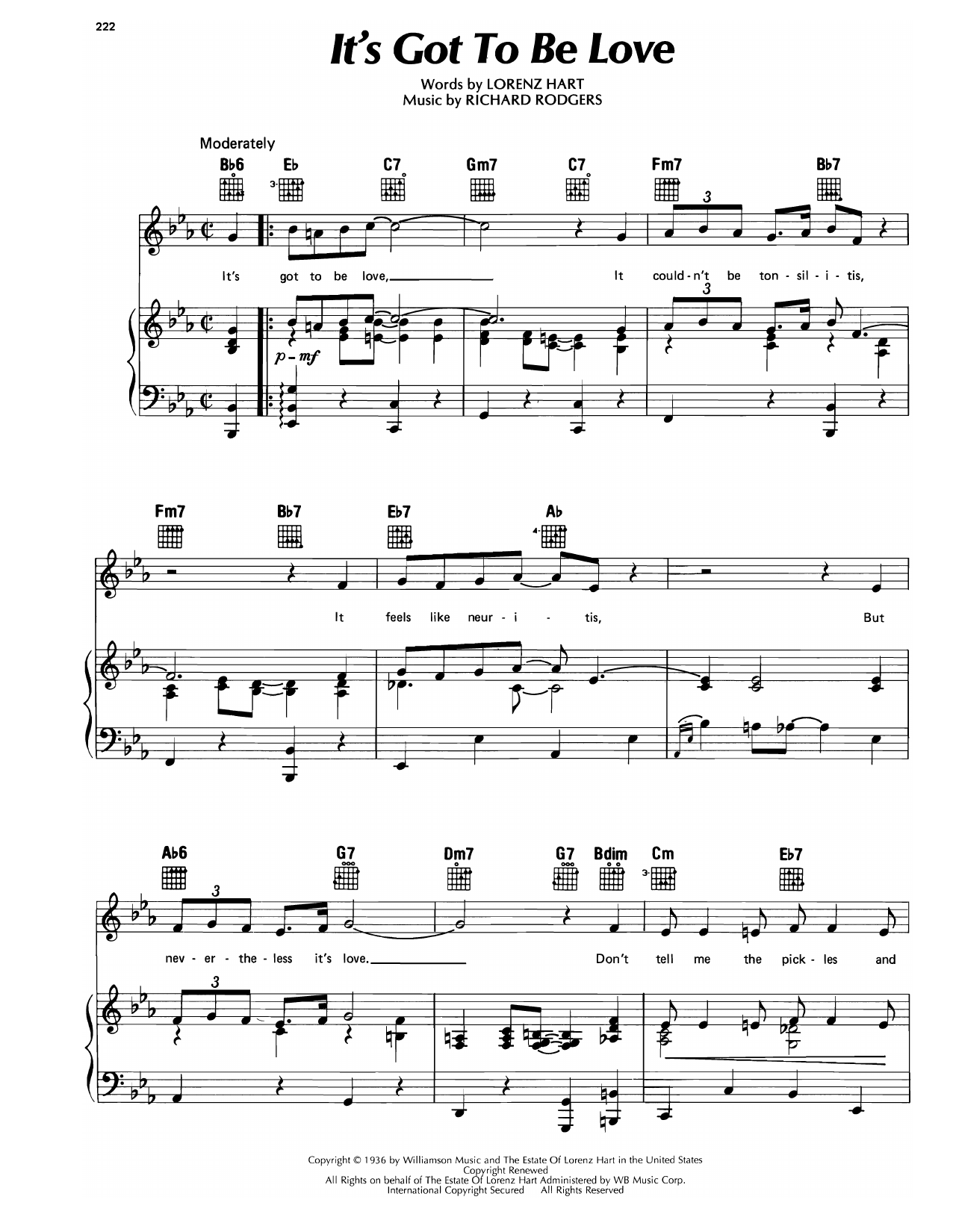 Lorenz Hart It's Got To Be Love (from On Your Toes) sheet music notes and chords arranged for Piano, Vocal & Guitar Chords (Right-Hand Melody)