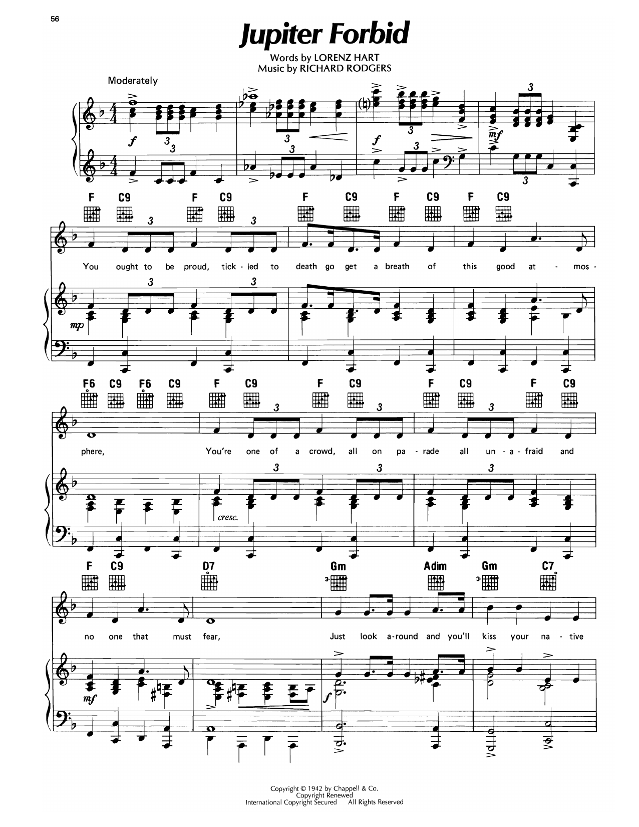 Lorenz Hart Jupiter Forbid (from By Jupiter) sheet music notes and chords arranged for Piano, Vocal & Guitar Chords (Right-Hand Melody)
