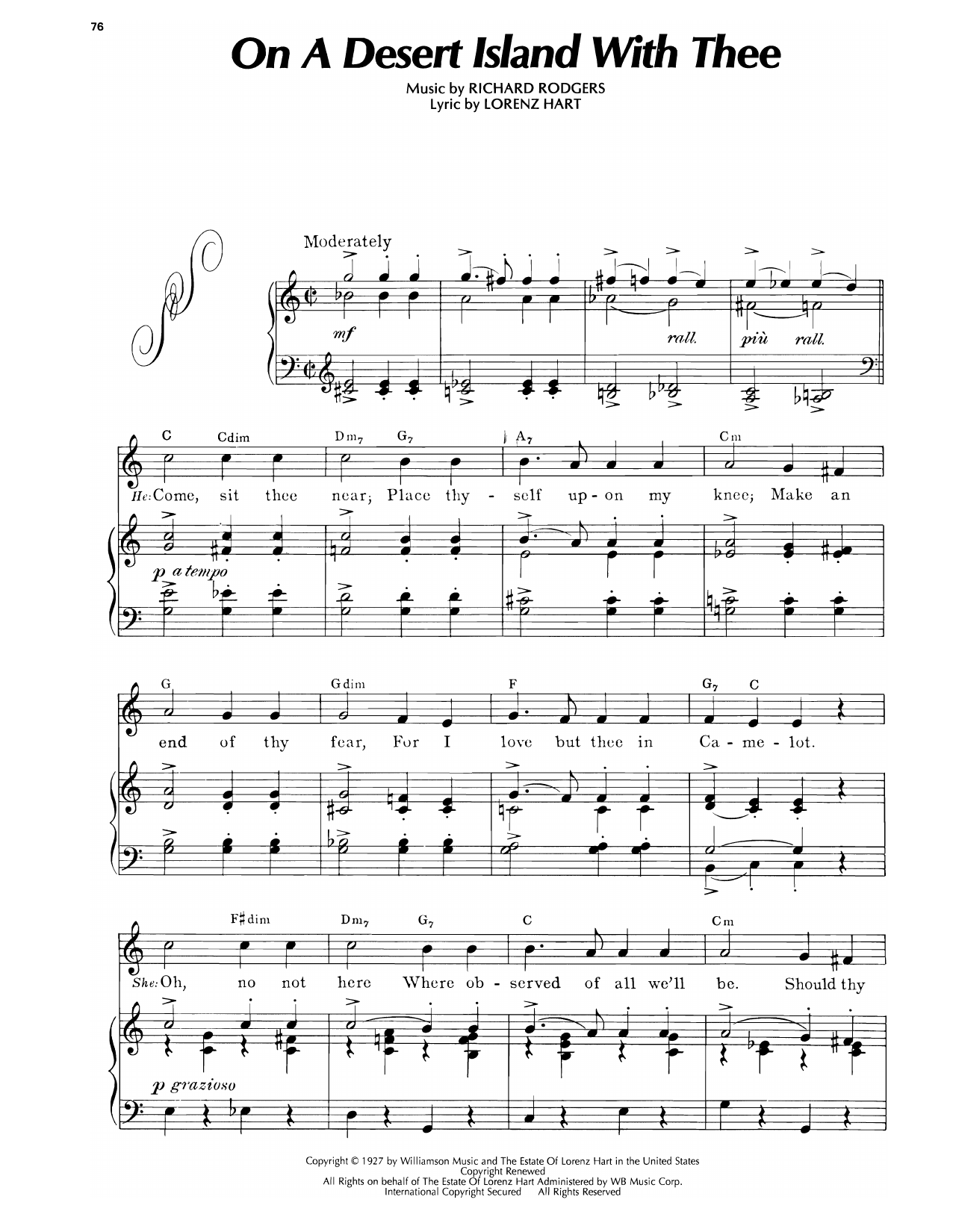 Lorenz Hart On A Desert Island With Thee (from A Connecticut Yankee) sheet music notes and chords arranged for Piano, Vocal & Guitar Chords (Right-Hand Melody)