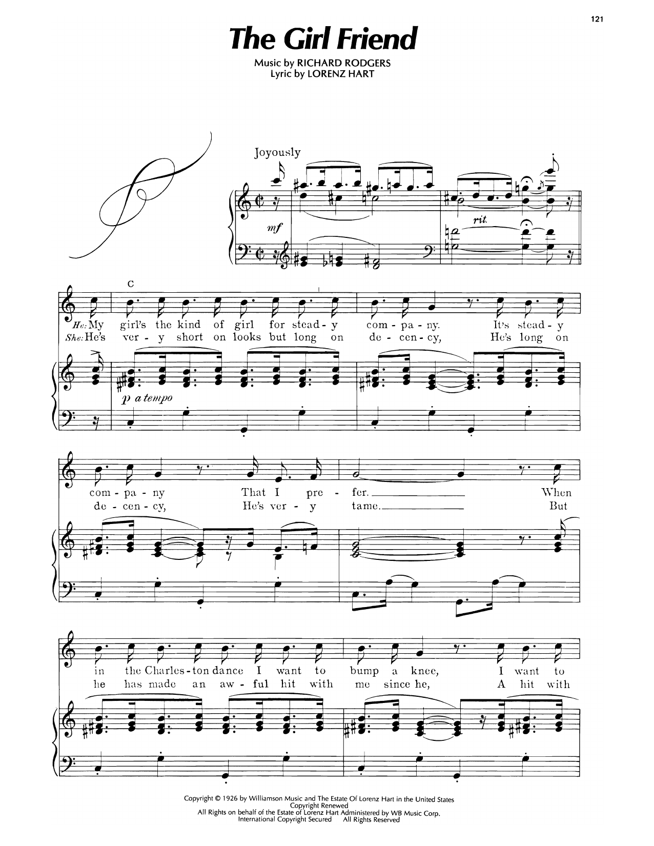 Lorenz Hart The Girl Friend sheet music notes and chords arranged for Piano, Vocal & Guitar Chords (Right-Hand Melody)
