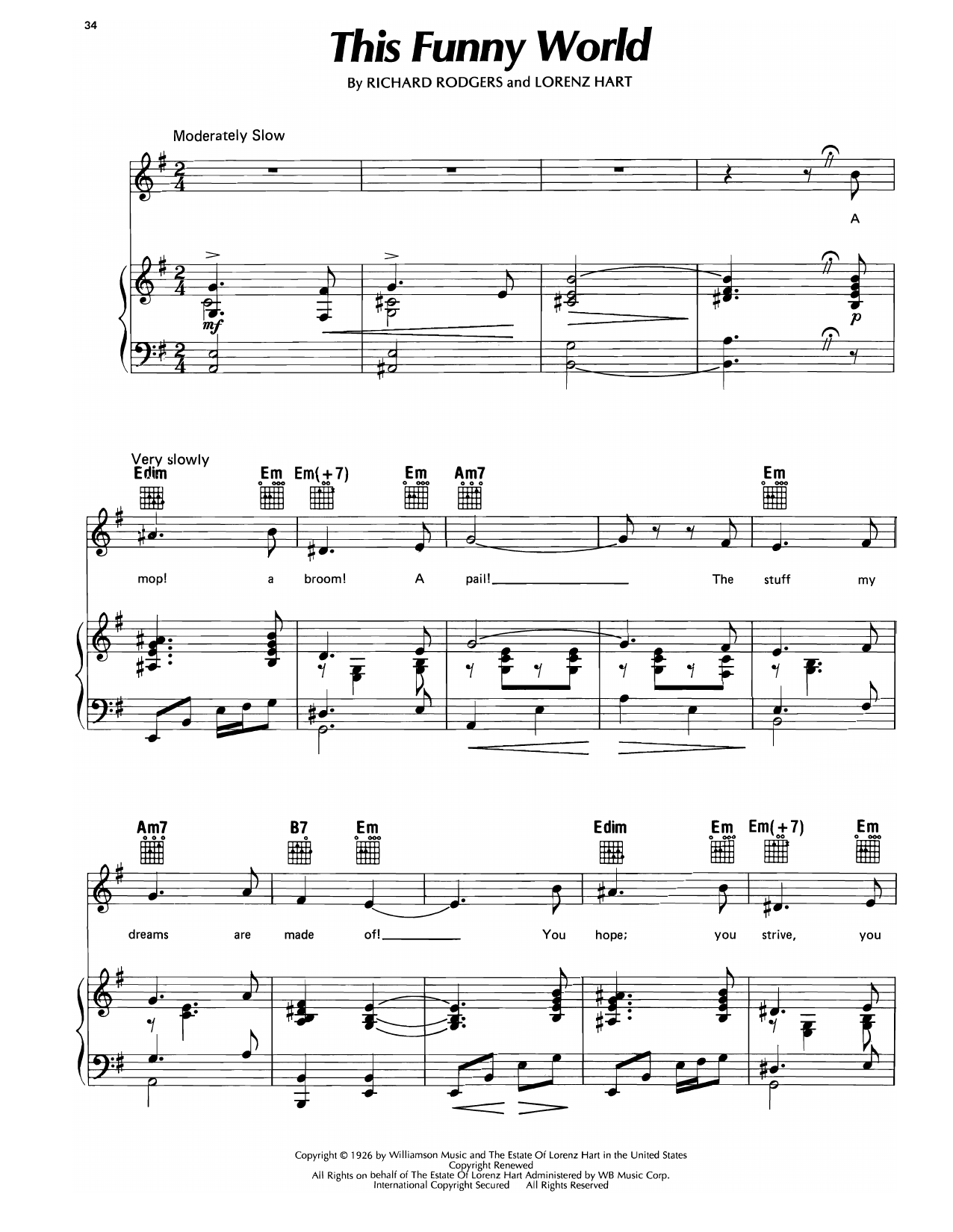 Lorenz Hart This Funny World (from Pal Joey) sheet music notes and chords arranged for Piano, Vocal & Guitar Chords (Right-Hand Melody)
