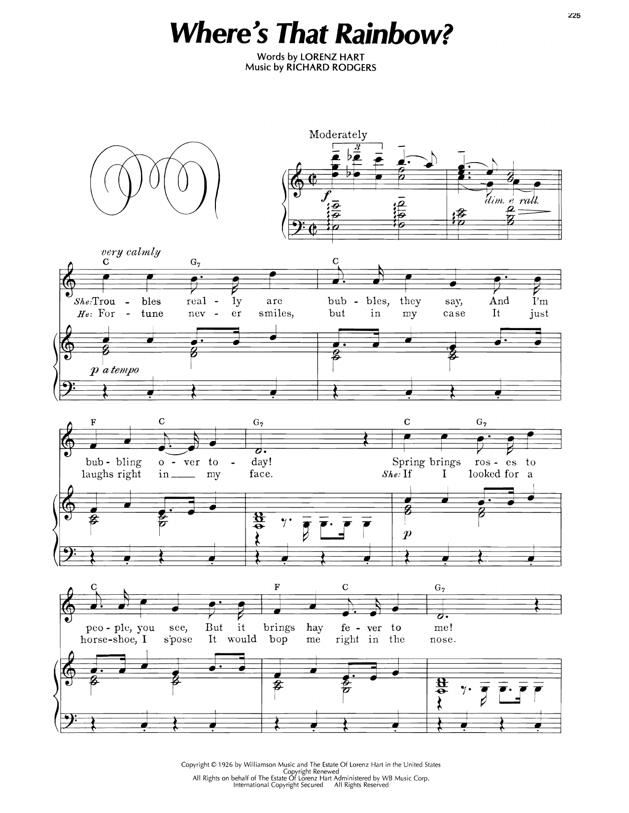 Lorenz Hart Where's That Rainbow? (from Peggy-Ann) sheet music notes and chords arranged for Piano, Vocal & Guitar Chords (Right-Hand Melody)