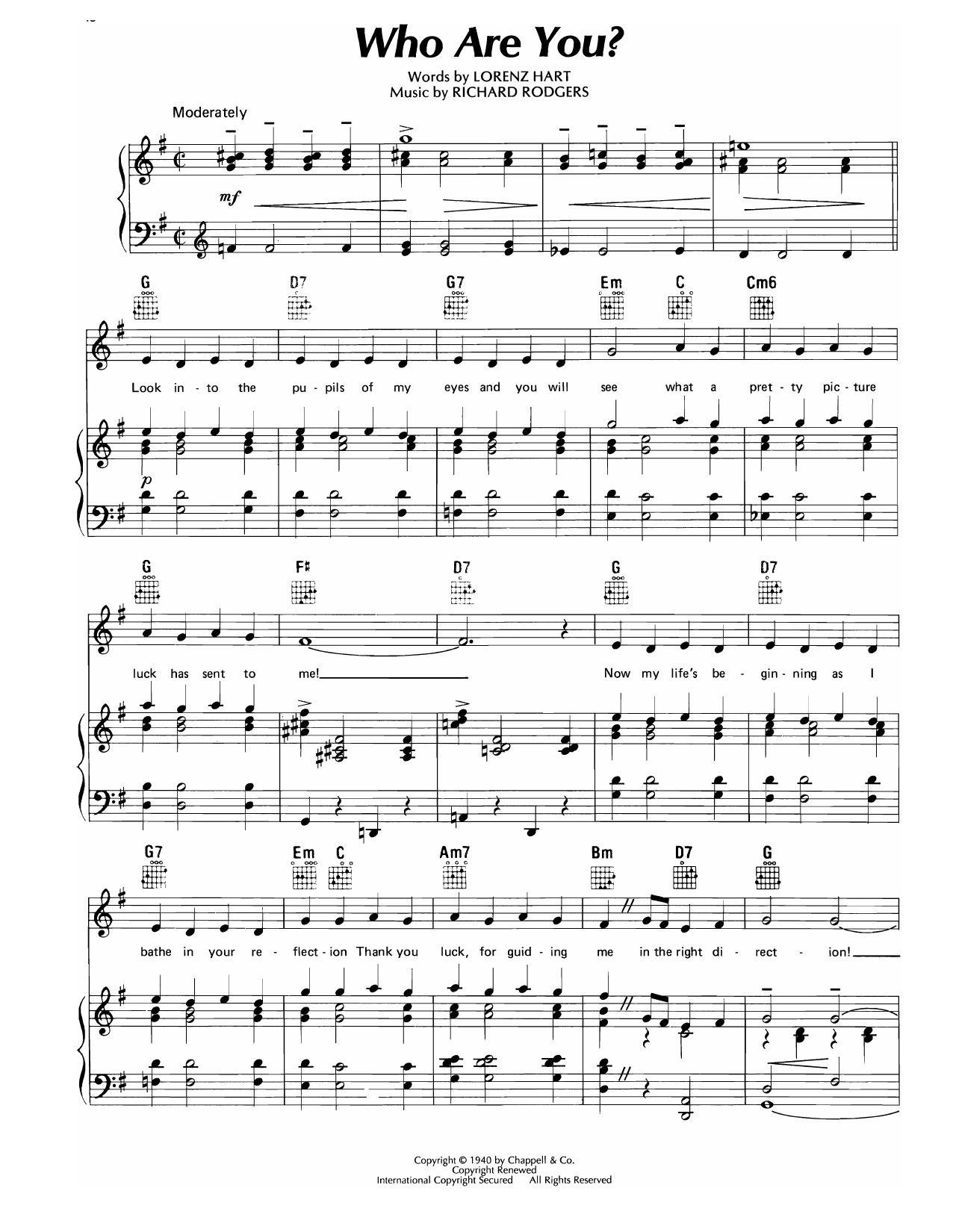 Lorenz Hart Who Are You? (from The Boys From Syracuse) sheet music notes and chords arranged for Piano, Vocal & Guitar Chords (Right-Hand Melody)