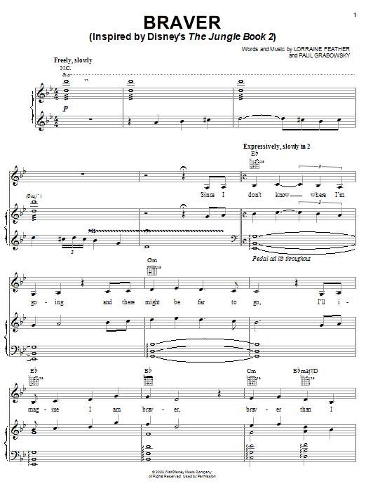 Lorraine Feather Braver sheet music notes and chords arranged for Piano, Vocal & Guitar Chords (Right-Hand Melody)