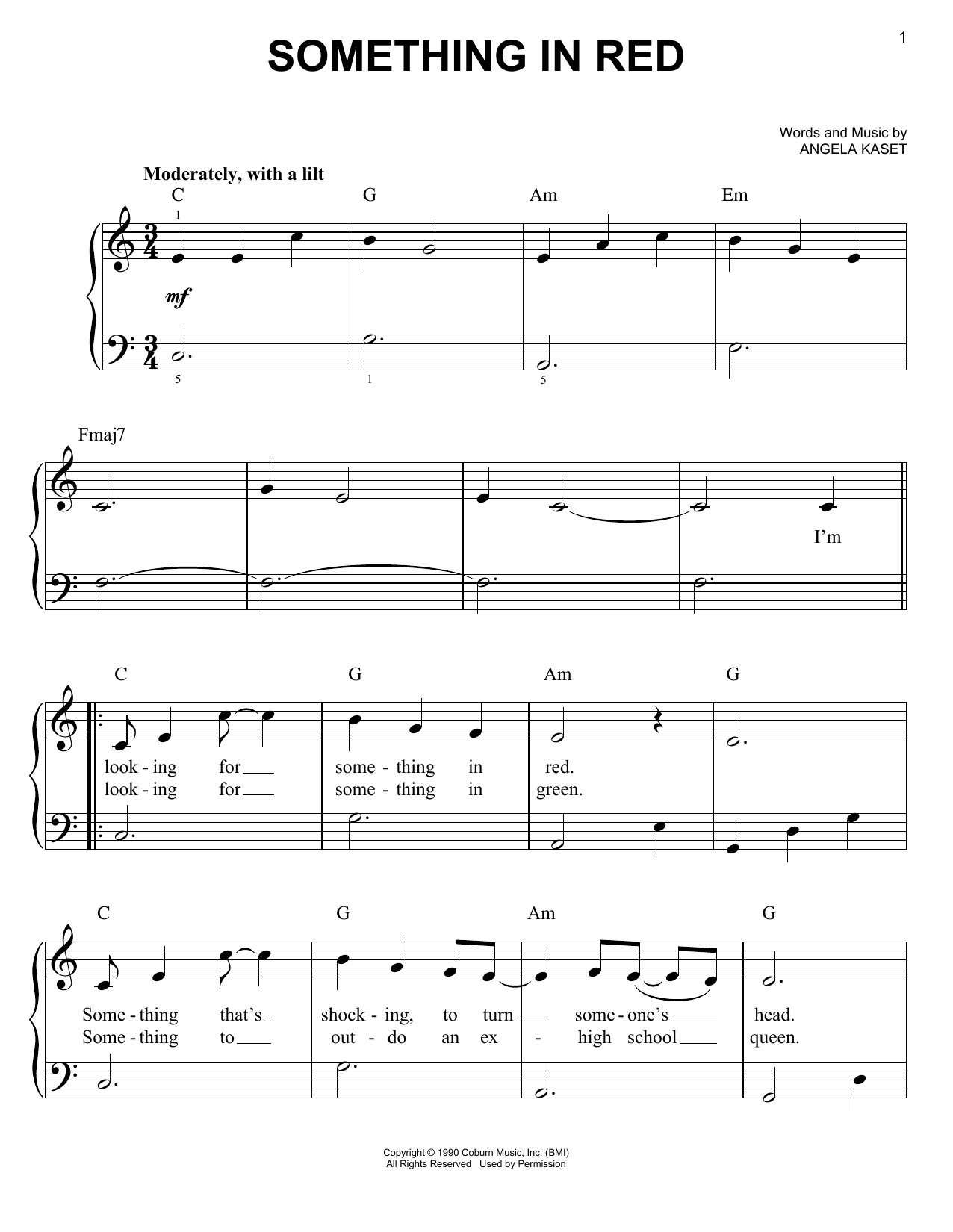 Lorrie Morgan Something In Red sheet music notes and chords arranged for Easy Piano