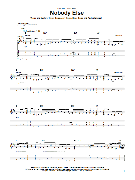 Los Lonely Boys Nobody Else sheet music notes and chords arranged for Piano, Vocal & Guitar Chords (Right-Hand Melody)