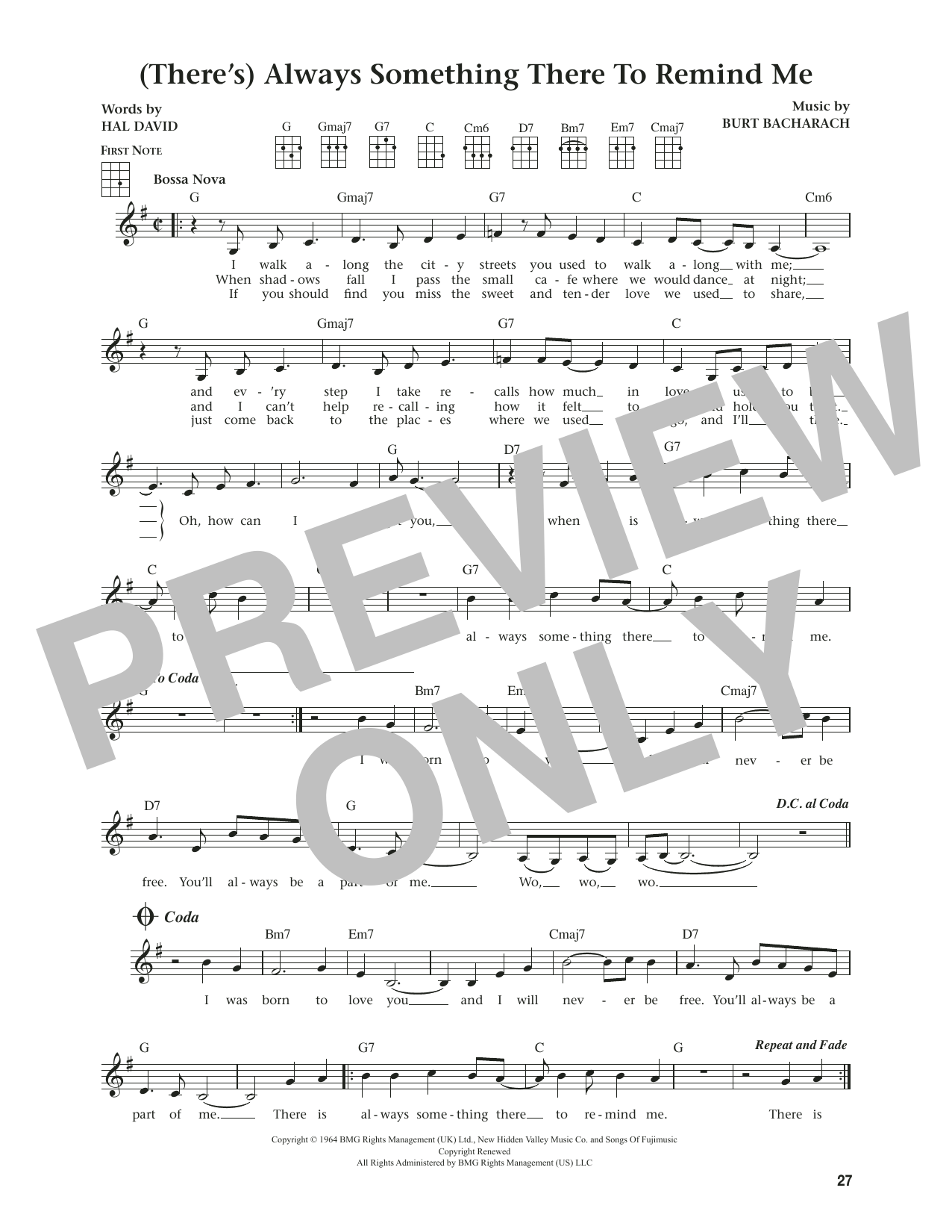 Lou Johnson (There's) Always Something There To Remind Me (from The Daily Ukulele) (arr. Jim Beloff) sheet music notes and chords arranged for Ukulele