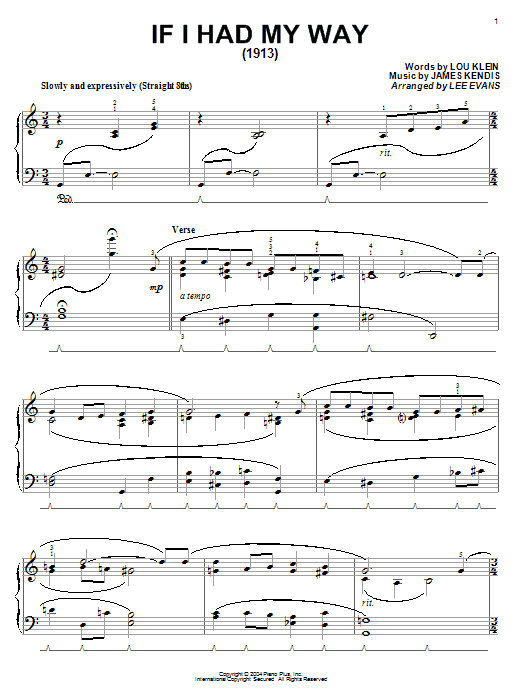 Lou Klein If I Had My Way sheet music notes and chords arranged for Lead Sheet / Fake Book