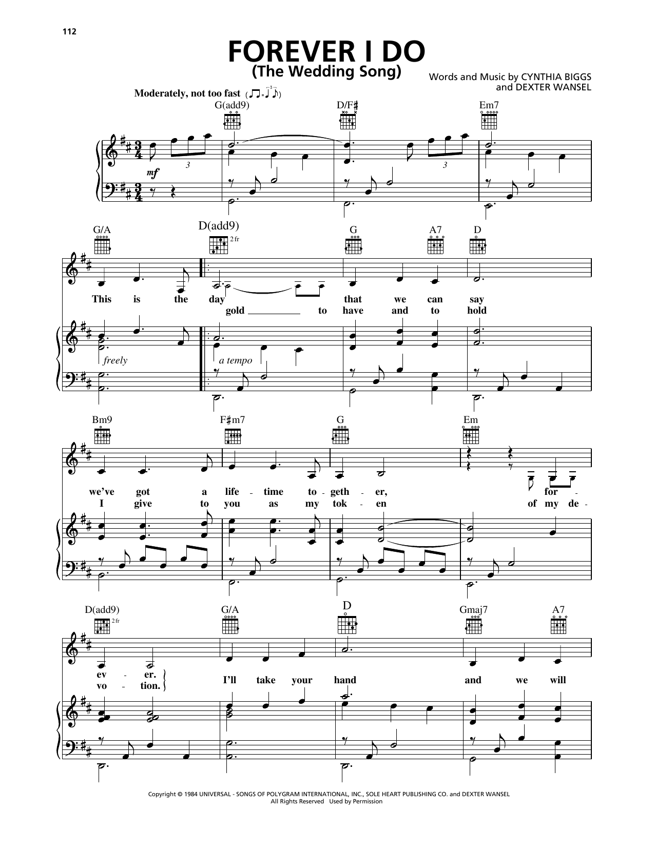 Lou Rawls Forever I Do (The Wedding Song) sheet music notes and chords arranged for Piano, Vocal & Guitar Chords (Right-Hand Melody)