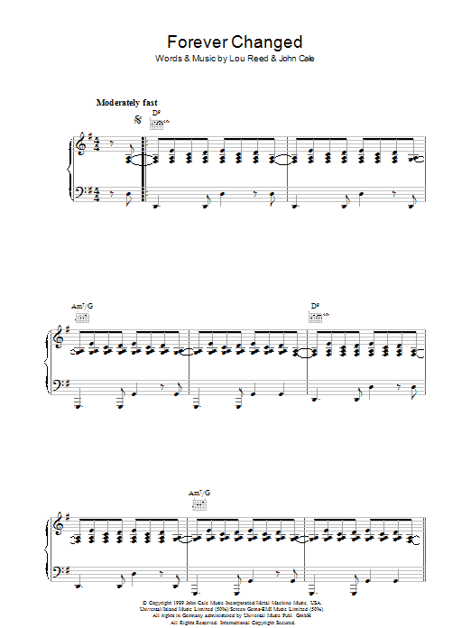 Lou Reed Forever Changed sheet music notes and chords arranged for Piano, Vocal & Guitar Chords