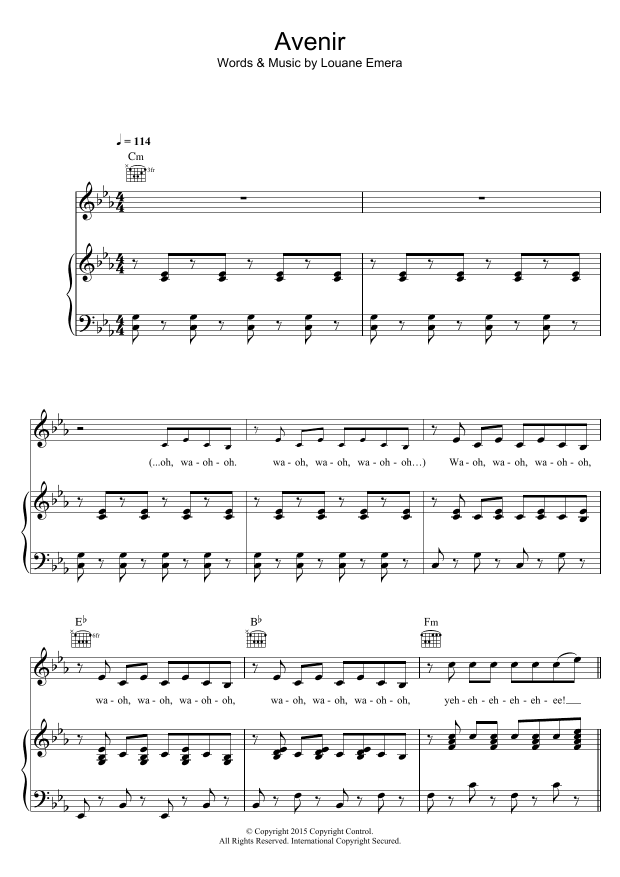 Louane Avenir sheet music notes and chords arranged for Piano, Vocal & Guitar Chords