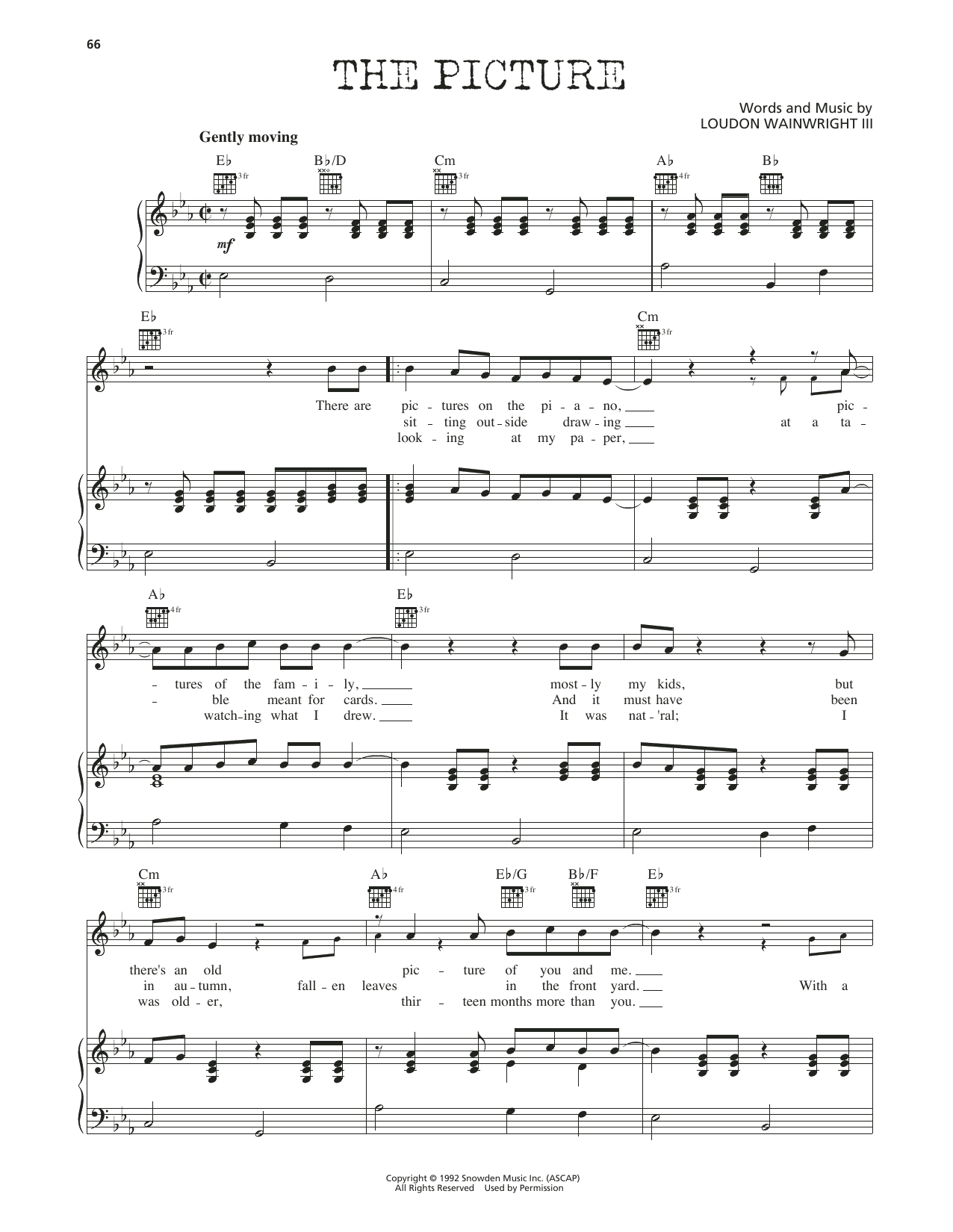 Loudon Wainwright III The Picture sheet music notes and chords arranged for Piano, Vocal & Guitar Chords (Right-Hand Melody)