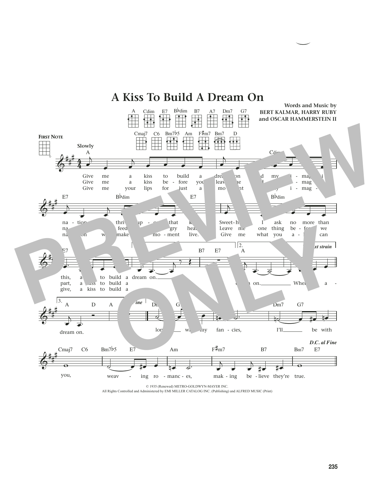 Louis Armstrong A Kiss To Build A Dream On (from The Daily Ukulele) (arr. Jim Beloff) sheet music notes and chords arranged for Ukulele
