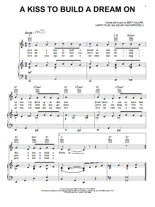Louis Armstrong A Kiss To Build A Dream On sheet music notes and chords arranged for Piano & Vocal