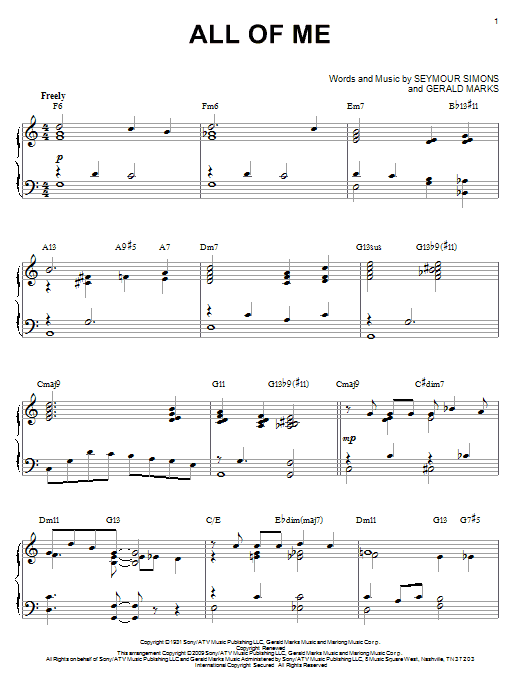 Louis Armstrong All Of Me (arr. Brent Edstrom) sheet music notes and chords arranged for Piano Solo