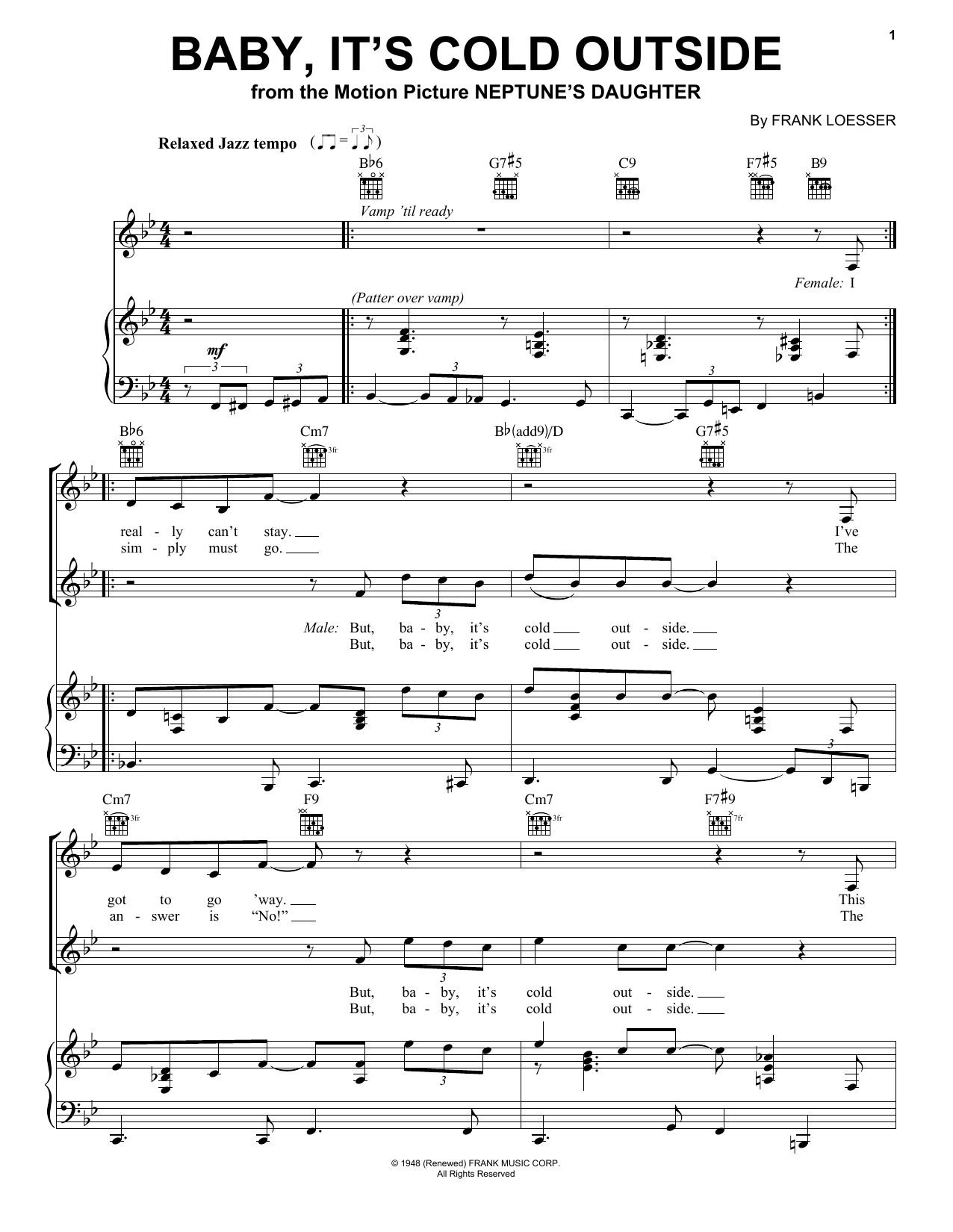 Louis Armstrong Baby, It's Cold Outside sheet music notes and chords arranged for Piano, Vocal & Guitar Chords (Right-Hand Melody)