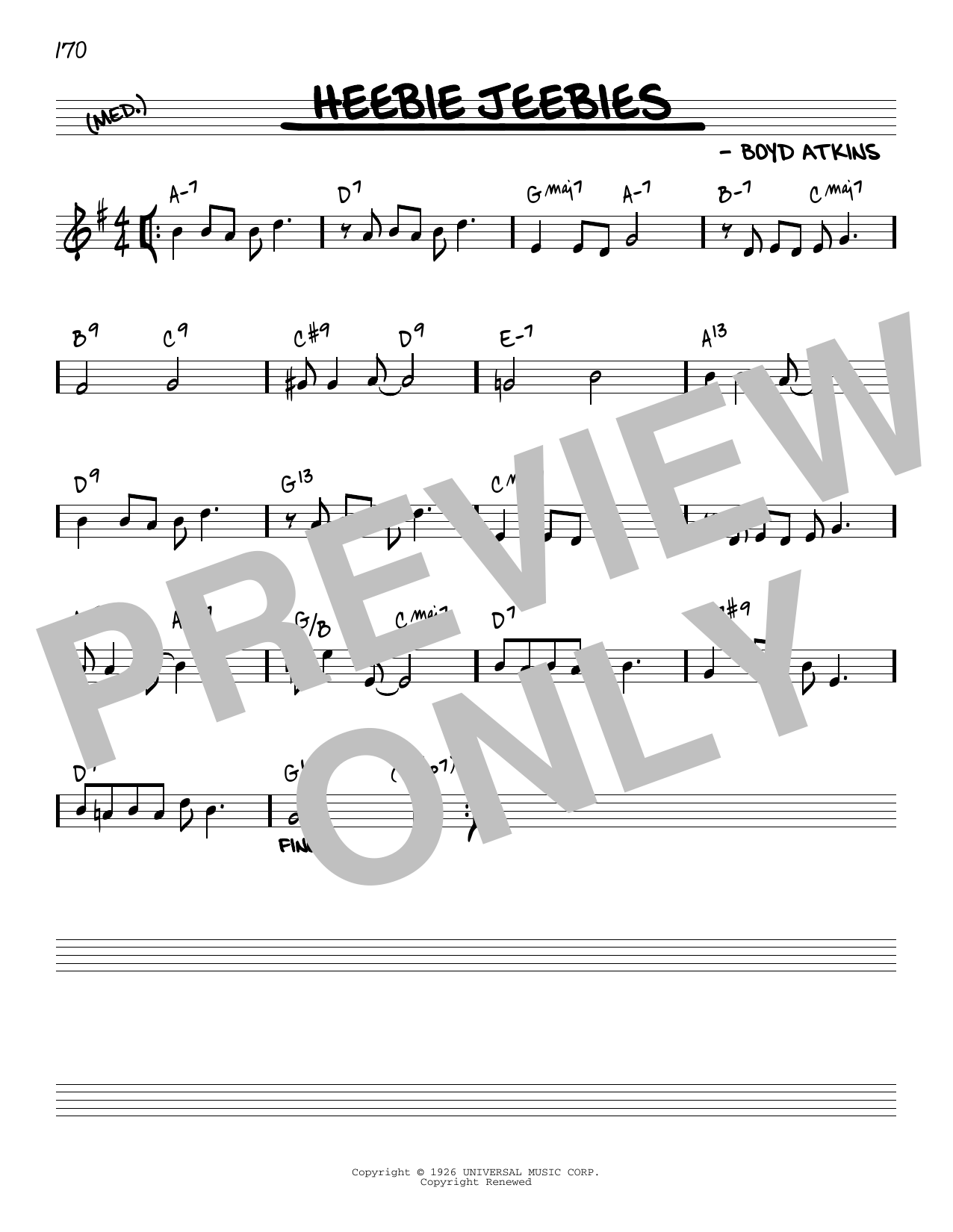 Louis Armstrong Heebie Jeebies [Reharmonized version] (arr. Jack Grassel) sheet music notes and chords arranged for Real Book – Melody & Chords