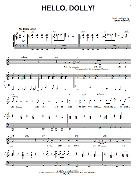Louis Armstrong Hello, Dolly! sheet music notes and chords arranged for Trombone Solo