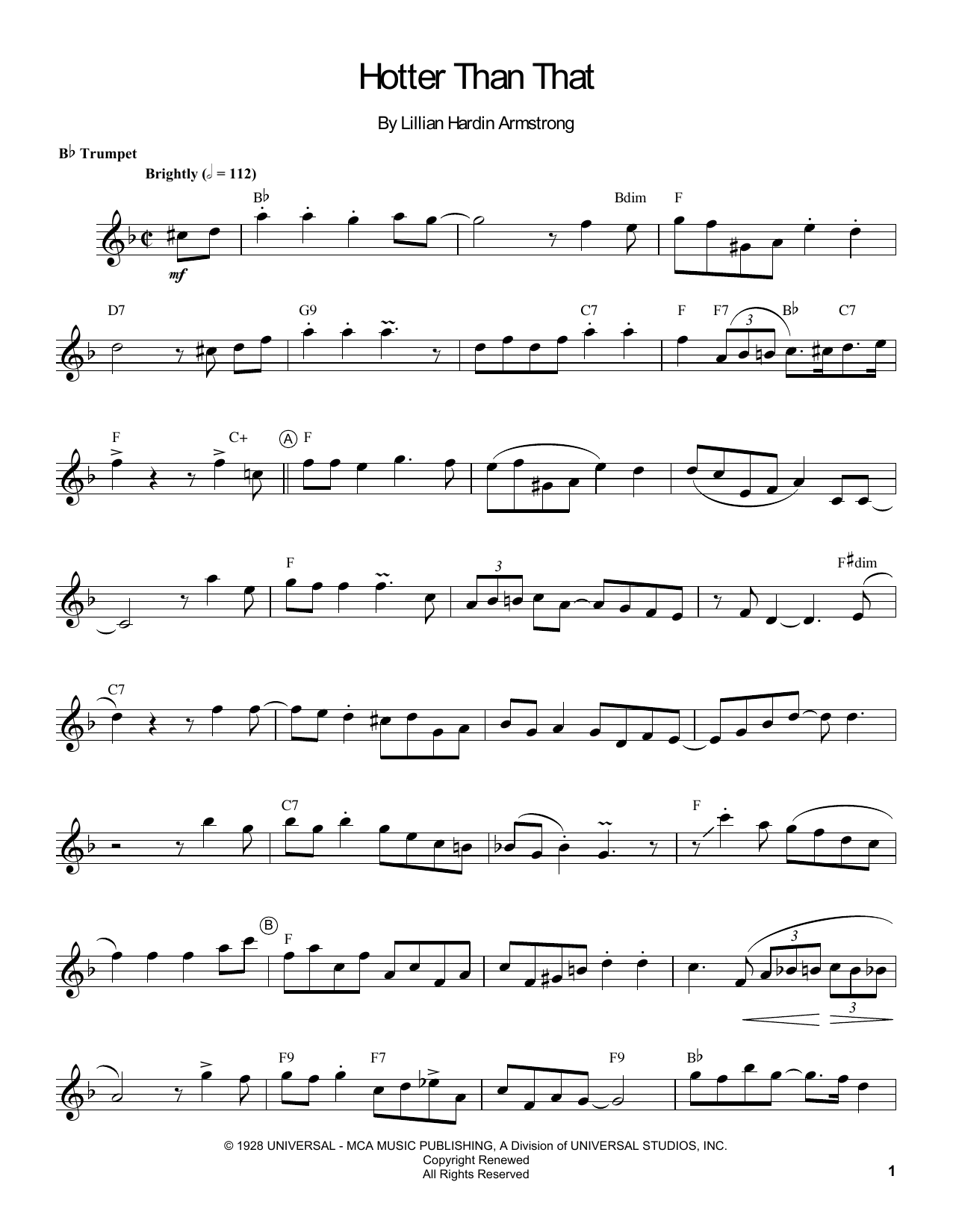 Louis Armstrong Hotter Than That sheet music notes and chords arranged for Real Book – Melody, Lyrics & Chords