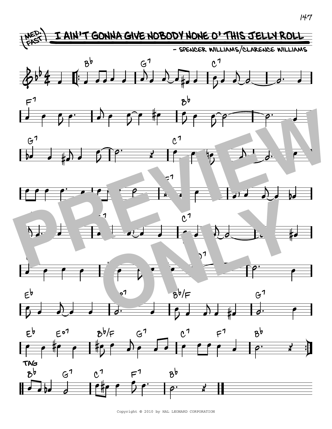 Louis Armstrong I Ain't Gonna Give Nobody None O' This Jelly Roll (arr. Robert Rawlins) sheet music notes and chords arranged for Real Book – Melody, Lyrics & Chords