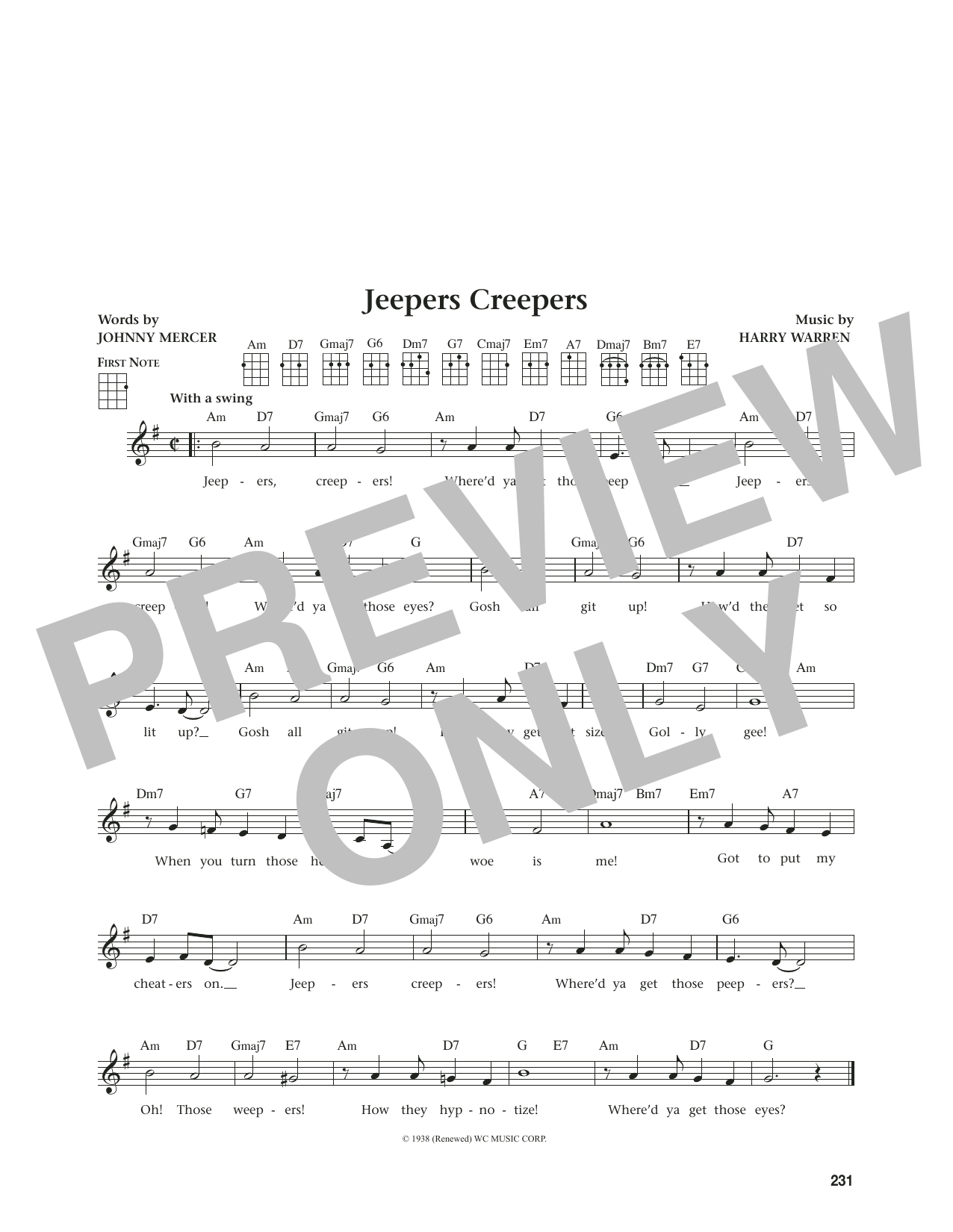 Louis Armstrong Jeepers Creepers (from The Daily Ukulele) (arr. Jim Beloff) sheet music notes and chords arranged for Ukulele