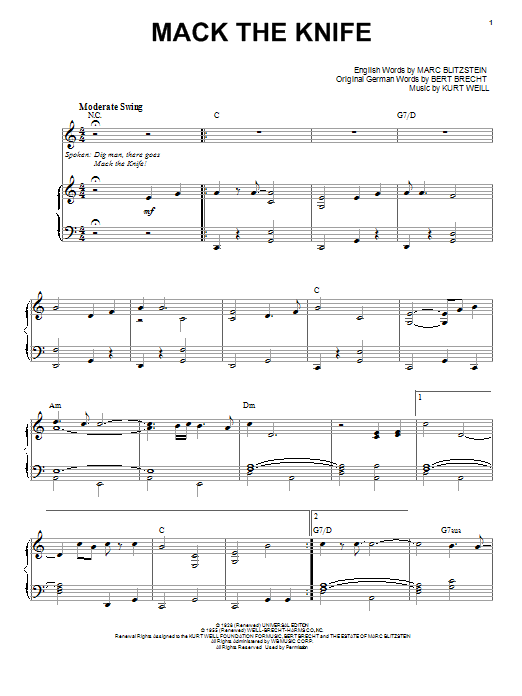 Louis Armstrong Mack The Knife sheet music notes and chords arranged for Trumpet Transcription