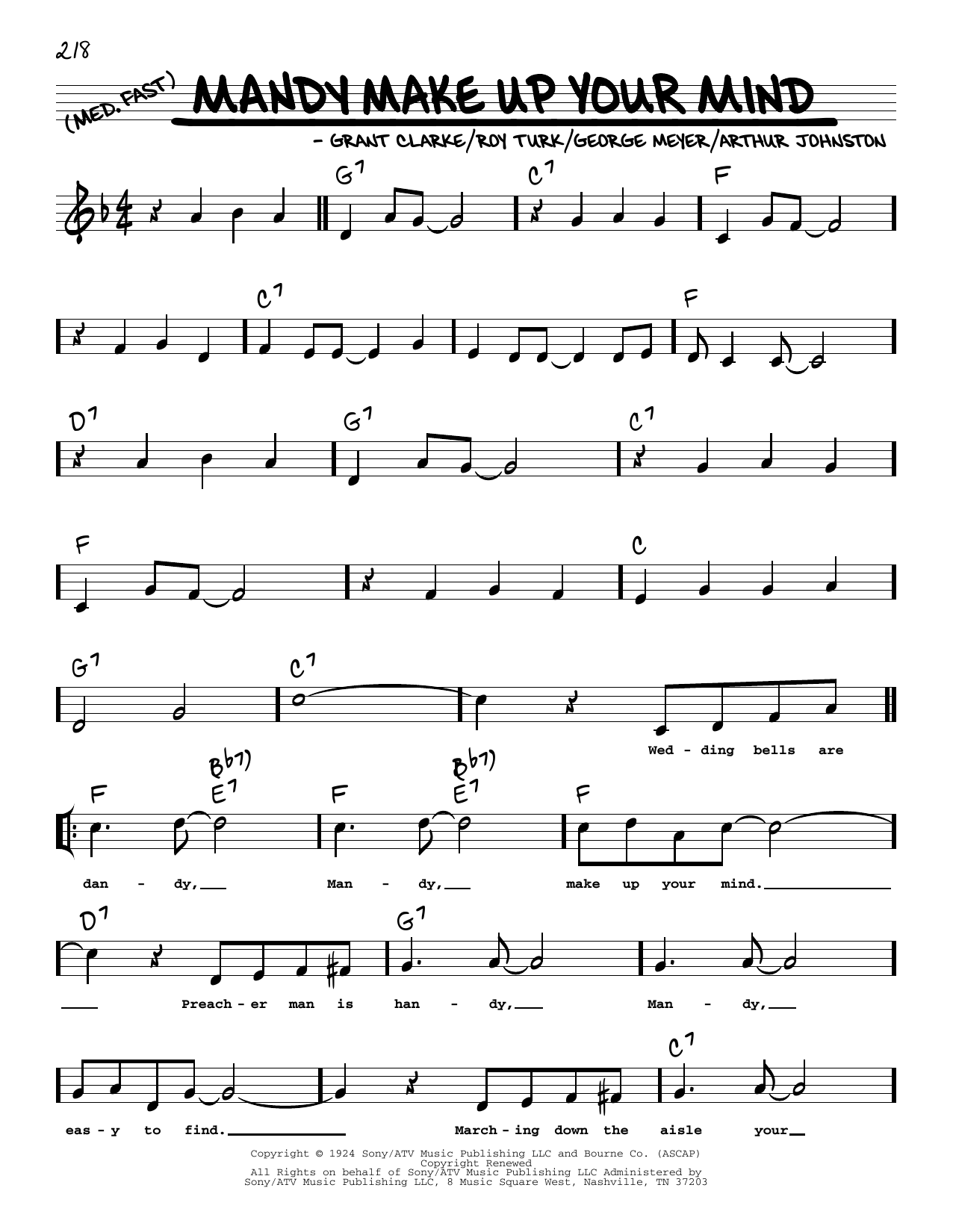 Louis Armstrong Mandy Make Up Your Mind (arr. Robert Rawlins) sheet music notes and chords arranged for Real Book – Melody, Lyrics & Chords