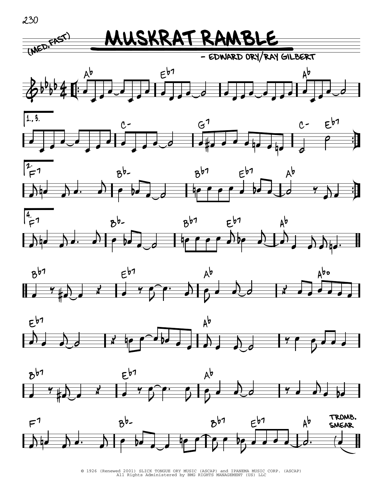 Louis Armstrong Muskrat Ramble (arr. Robert Rawlins) sheet music notes and chords arranged for Real Book – Melody, Lyrics & Chords