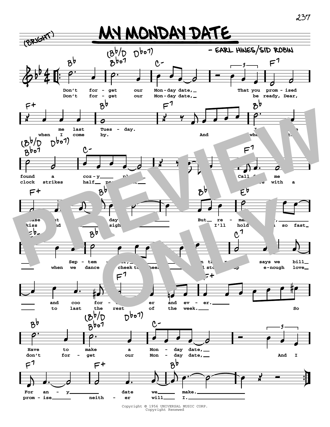 Louis Armstrong My Monday Date (arr. Robert Rawlins) sheet music notes and chords arranged for Real Book – Melody, Lyrics & Chords