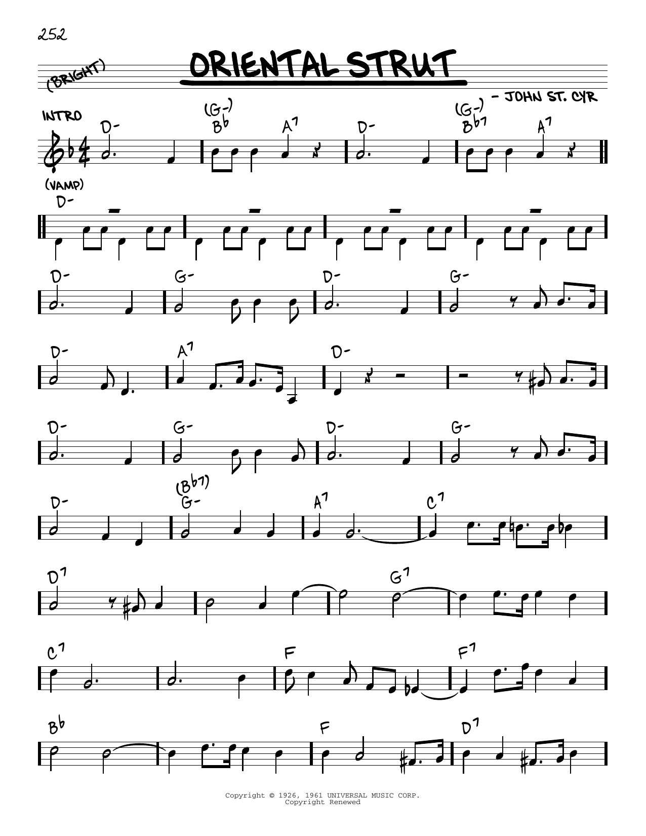 Louis Armstrong Oriental Strut (arr. Robert Rawlins) sheet music notes and chords arranged for Real Book – Melody, Lyrics & Chords