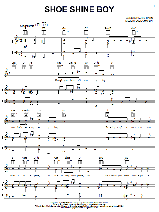 Louis Armstrong Shoe Shine Boy sheet music notes and chords arranged for Piano, Vocal & Guitar Chords (Right-Hand Melody)