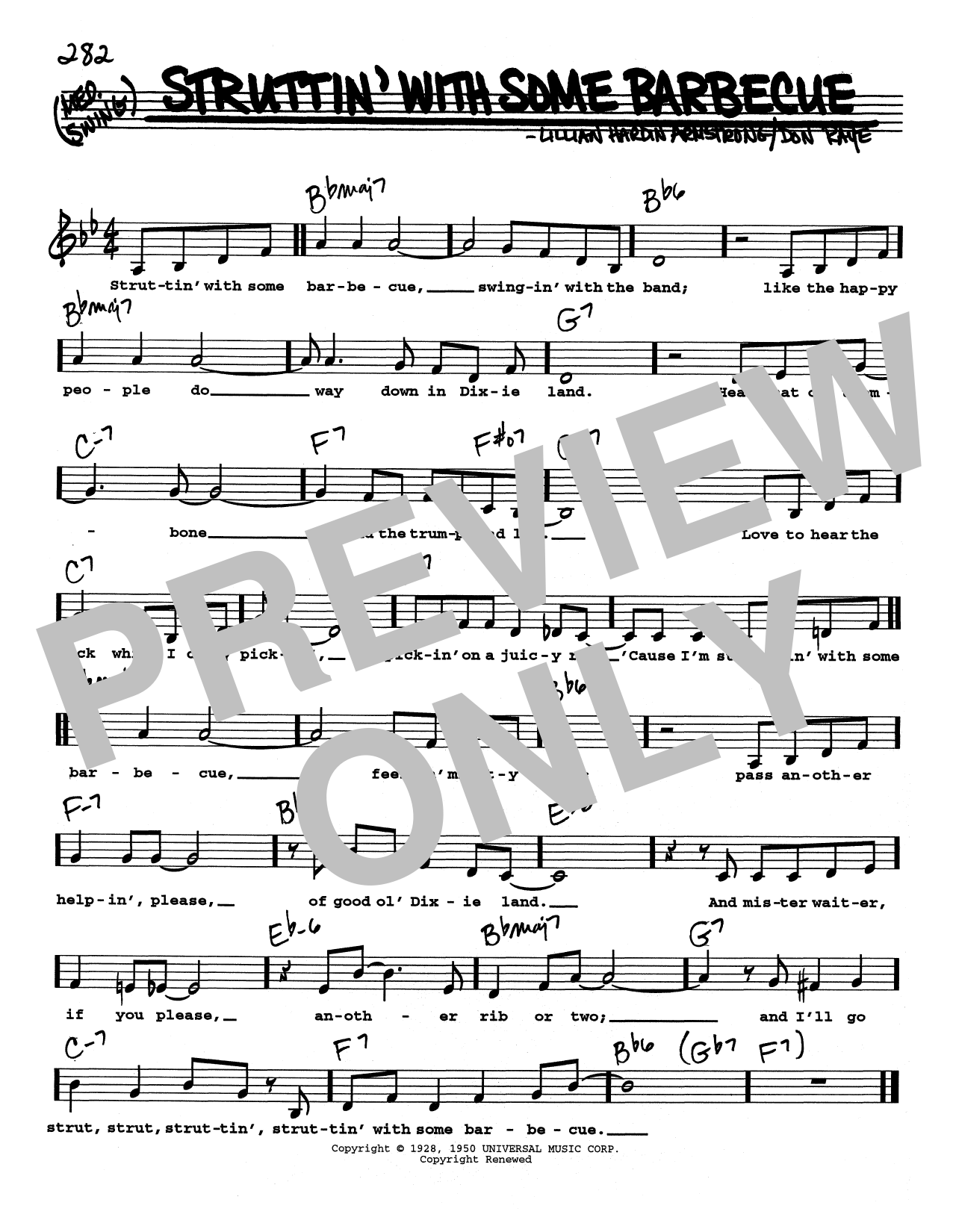Louis Armstrong Struttin' With Some Barbecue (Low Voice) sheet music notes and chords arranged for Real Book – Melody, Lyrics & Chords