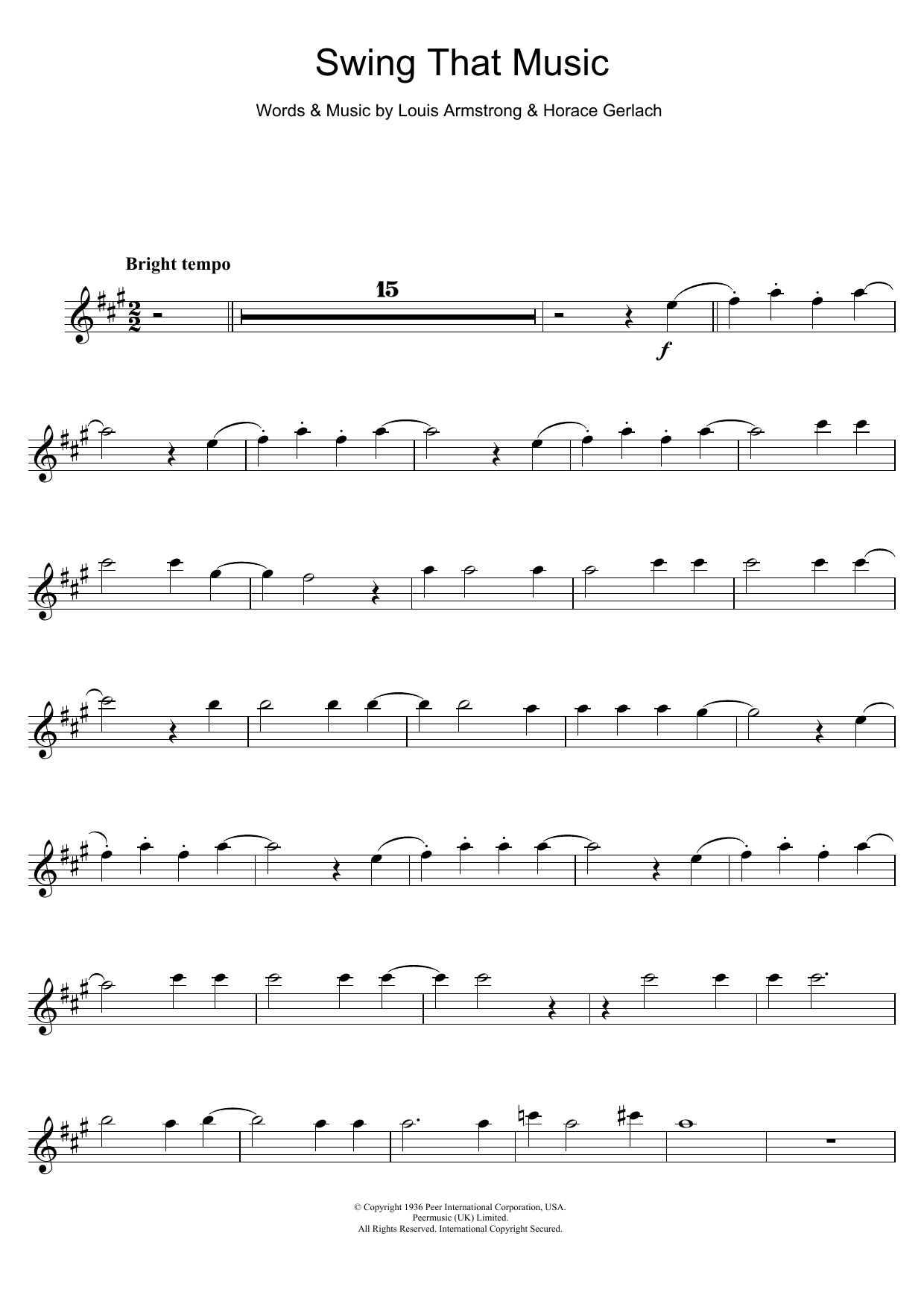 Louis Armstrong Swing That Music sheet music notes and chords arranged for Alto Sax Solo