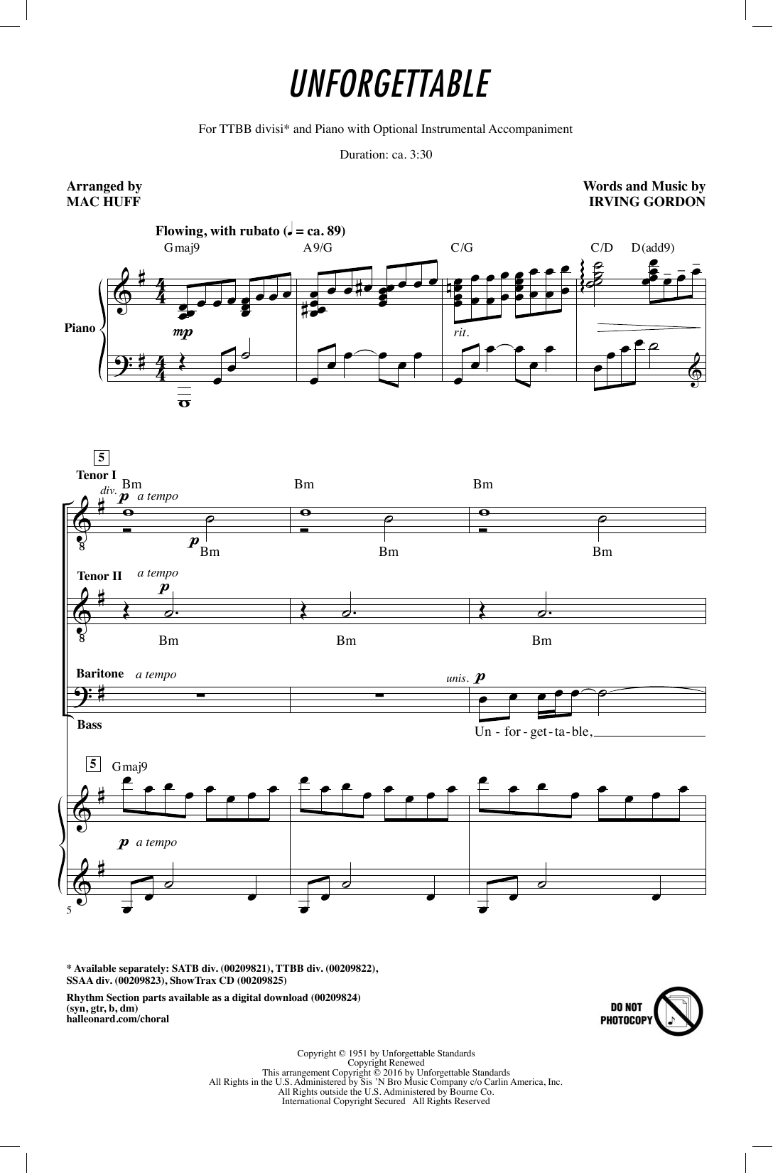 Louis Armstrong Unforgettable (arr. Mac Huff) sheet music notes and chords arranged for SATB Choir