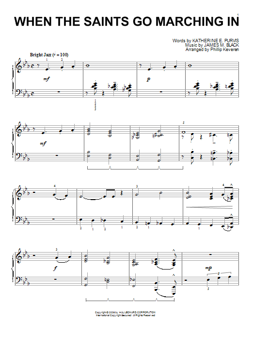 Louis Armstrong When The Saints Go Marching In (arr. Phillip Keveren) sheet music notes and chords arranged for Piano Solo